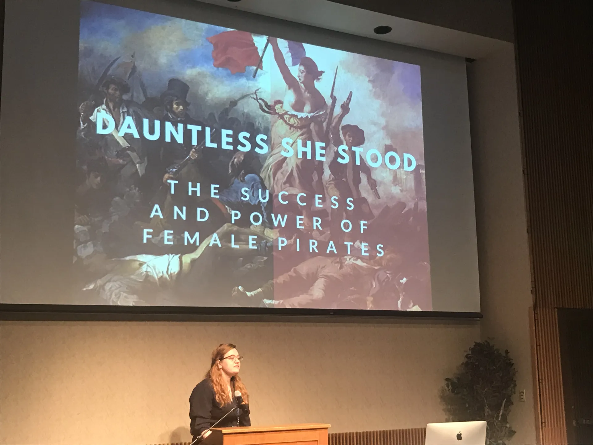 Student making presentation about female pirates